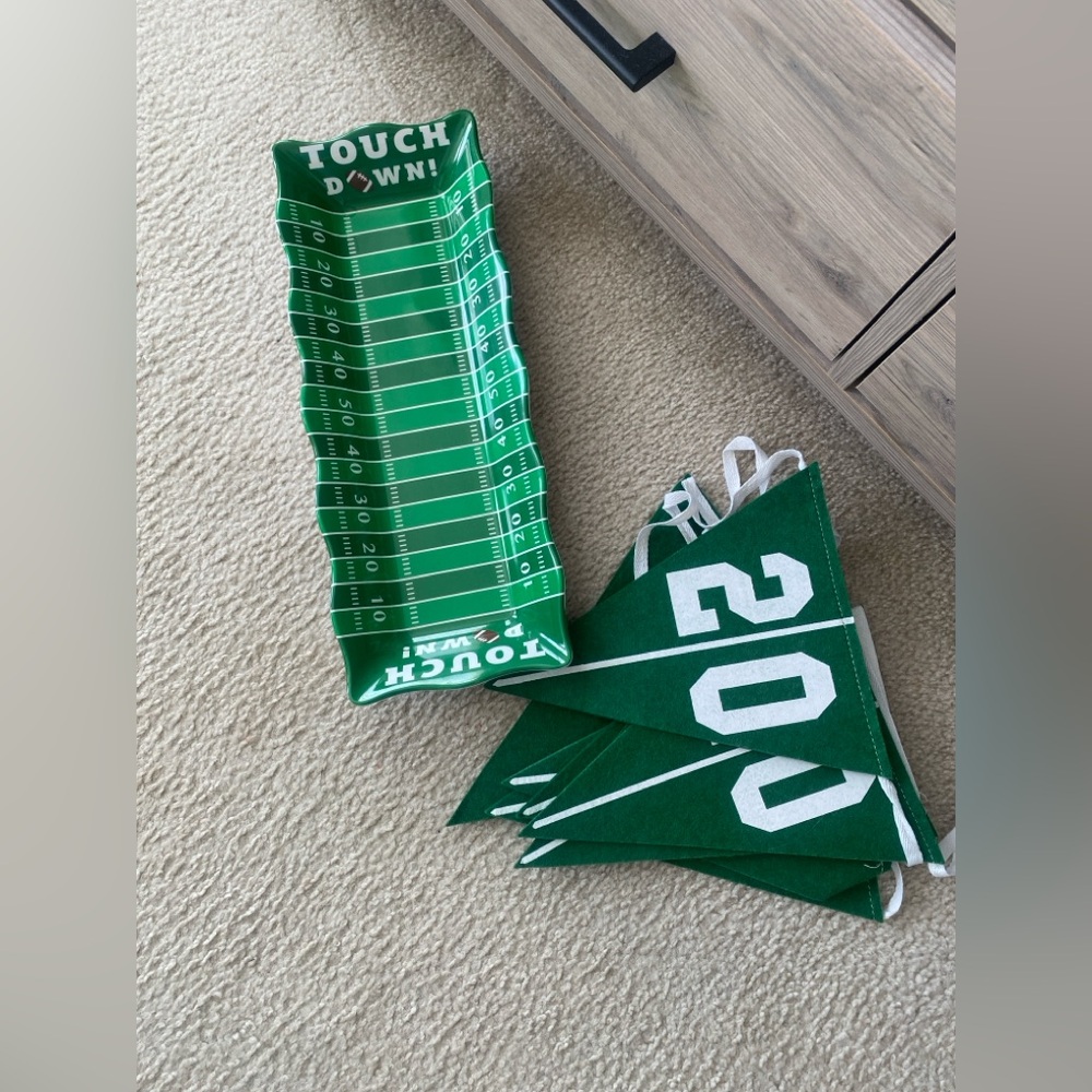 Football Plastic Serving Tray & Banner Bundle